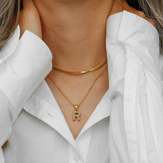 Fiona Layered Oro Initial Letter Collar