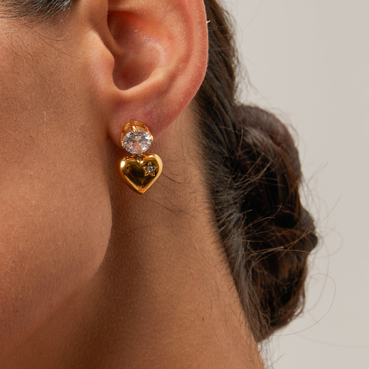 Emmeline Corazón Oro Aretes