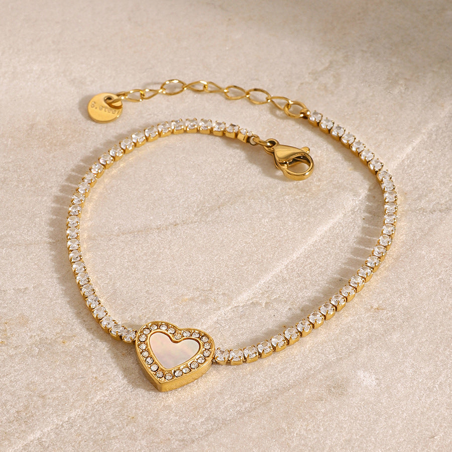Cameron Diamante Pulsera Tenis Corazón