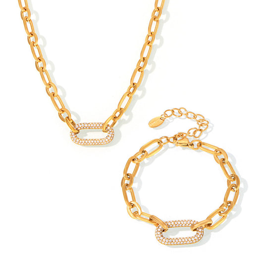 Paved Chunky Chain Link Set de Joyas | Oro