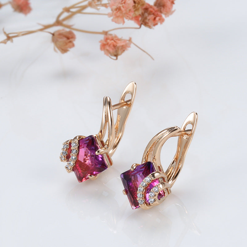 Crimson Square Cristal Aretes | Rosegold