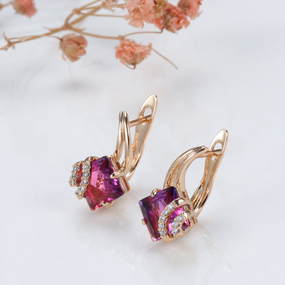 Crimson Square Cristal Aretes | Rosegold