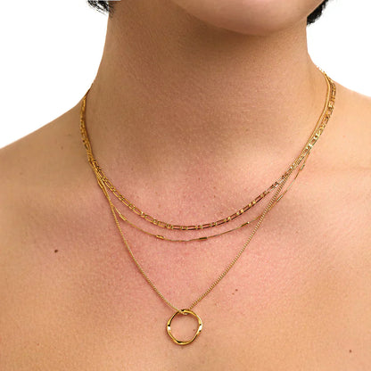 Open Circle Three Row Collar | Oro