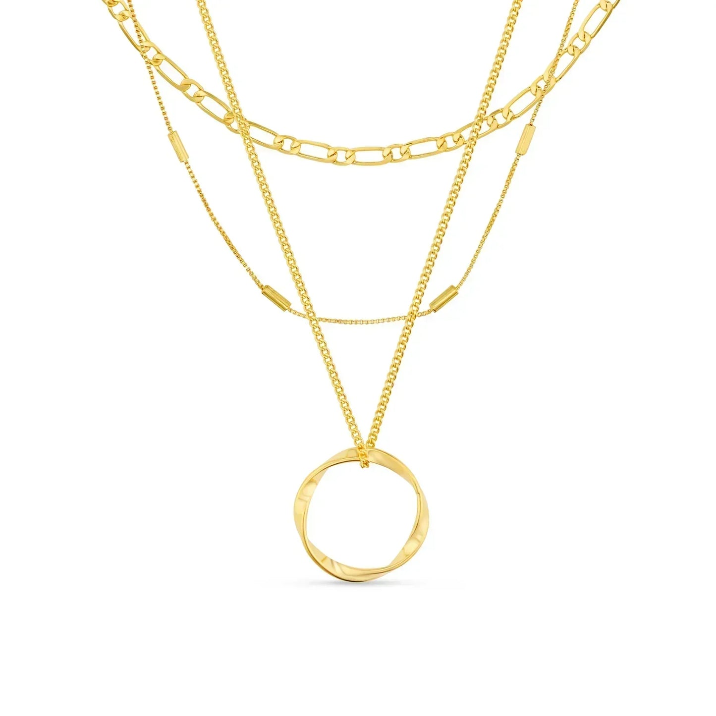 Open Circle Three Row Collar | Oro