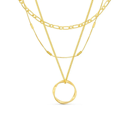 Open Circle Three Row Collar | Oro