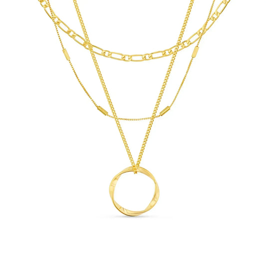 Open Circle Three Row Collar | Oro