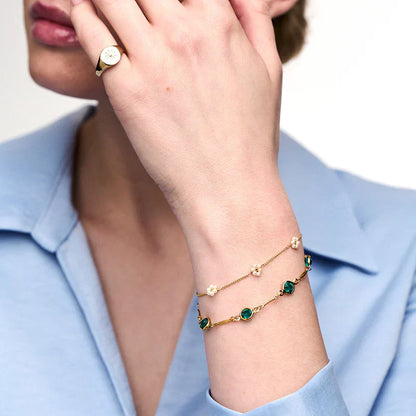 Esmeralda Link Chain Pulsera | Oro