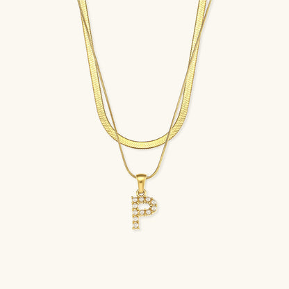 Fiona Layered Oro Initial Letter Collar