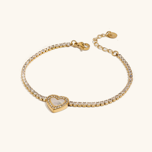Cameron Diamante Pulsera Tenis Corazón