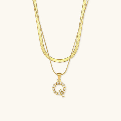 Fiona Layered Oro Initial Letter Collar
