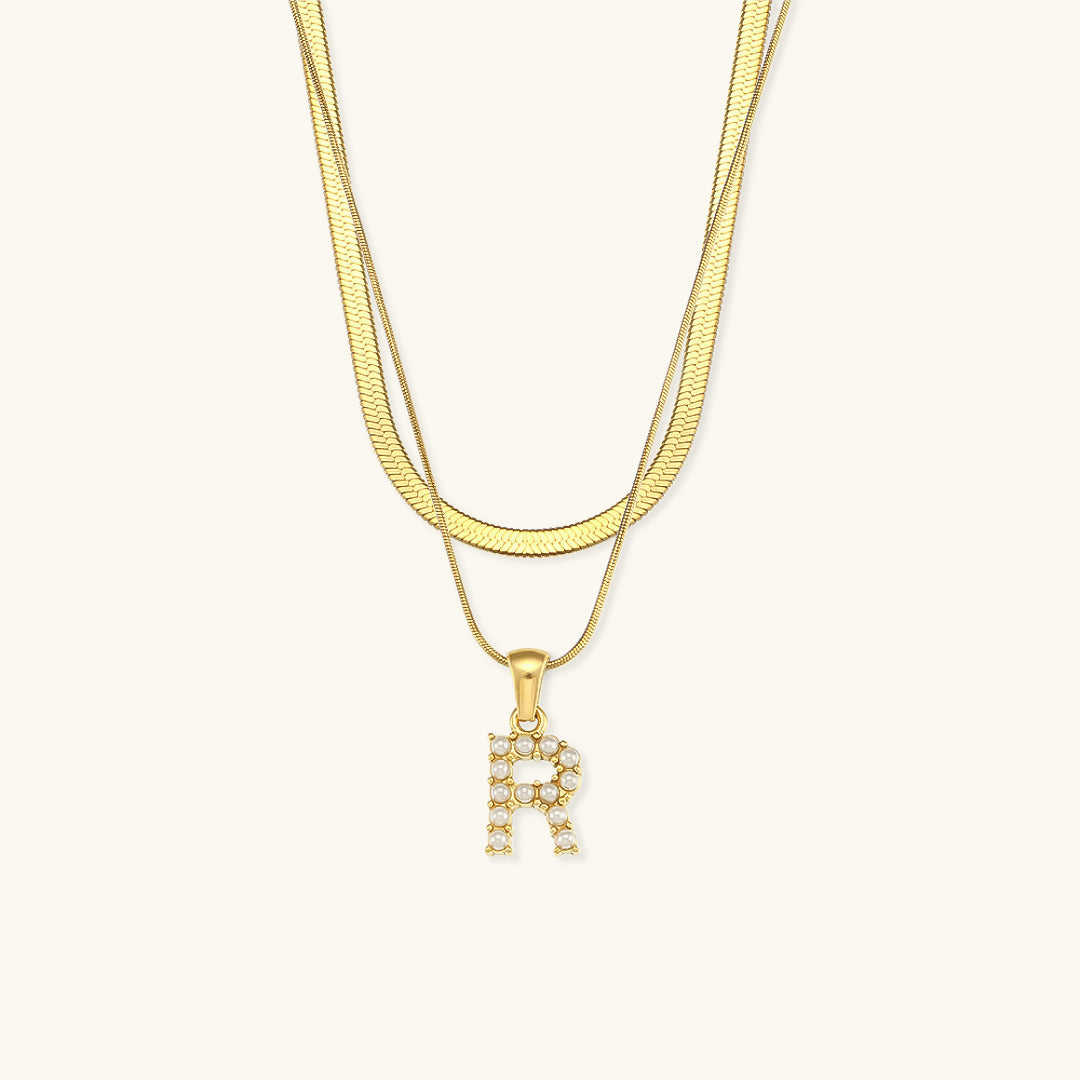 Fiona Layered Oro Initial Letter Collar