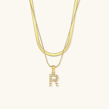 Fiona Layered Oro Initial Letter Collar