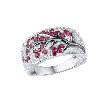 Rubí Blossom Tree Anillo | Blanco Oro