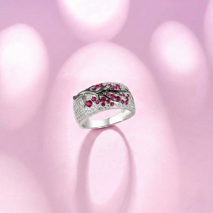 Rubí Blossom Tree Anillo | Blanco Oro