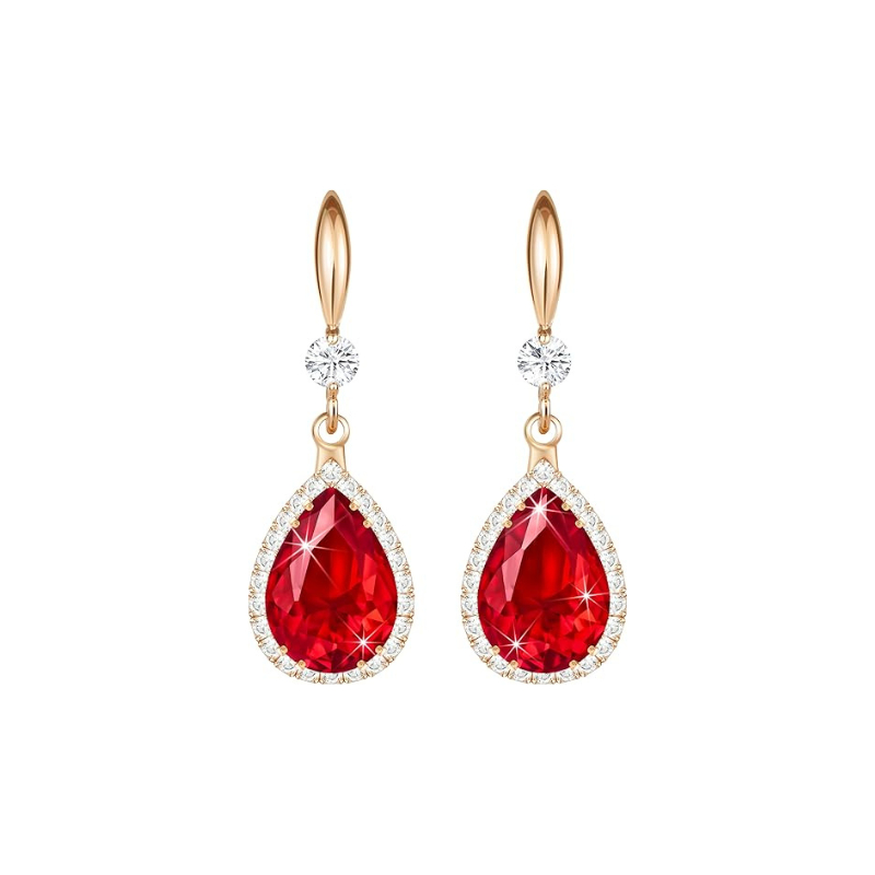 Rubí Teardrop Aretes | Rose Oro
