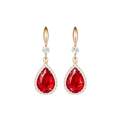 Rubí Teardrop Aretes | Rose Oro