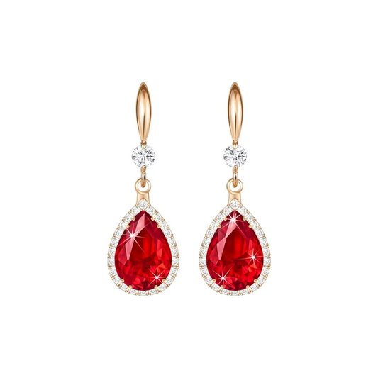 Rubí Teardrop Aretes | Rose Oro
