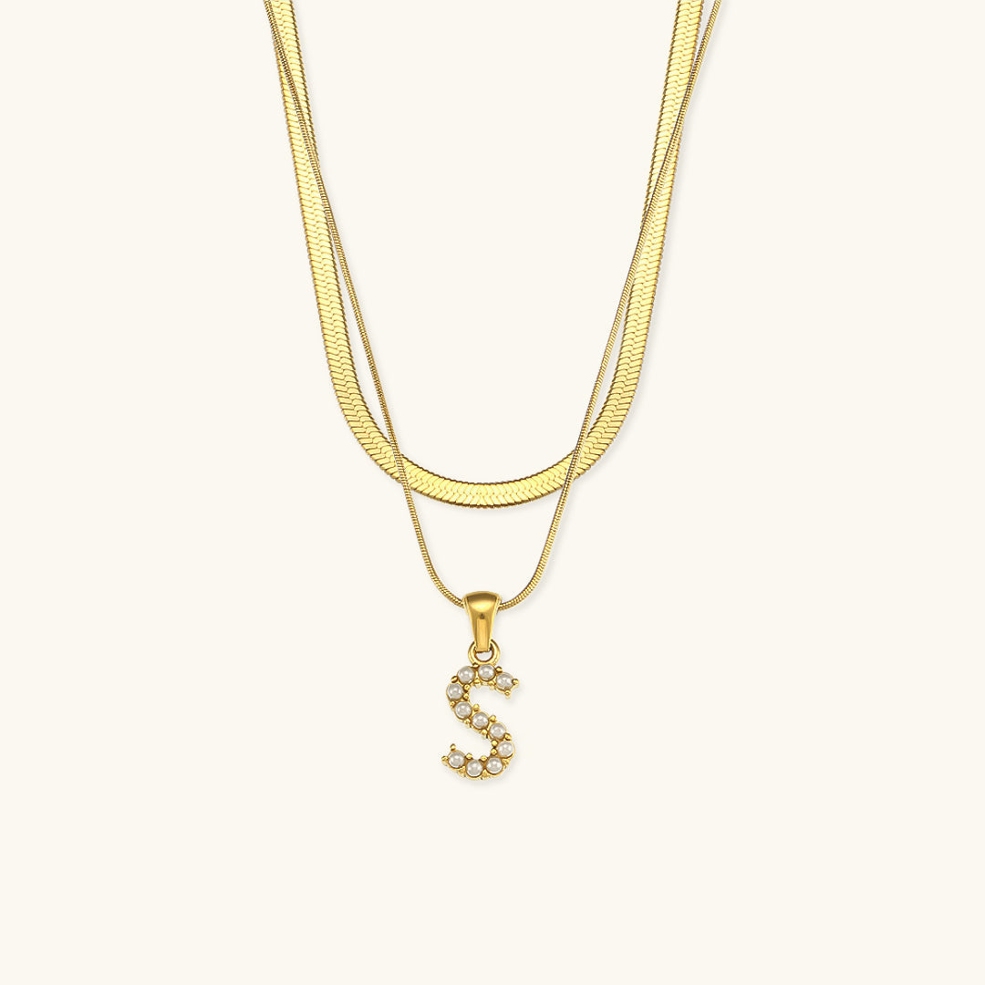 Fiona Layered Oro Initial Letter Collar