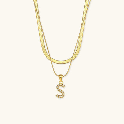 Fiona Layered Oro Initial Letter Collar