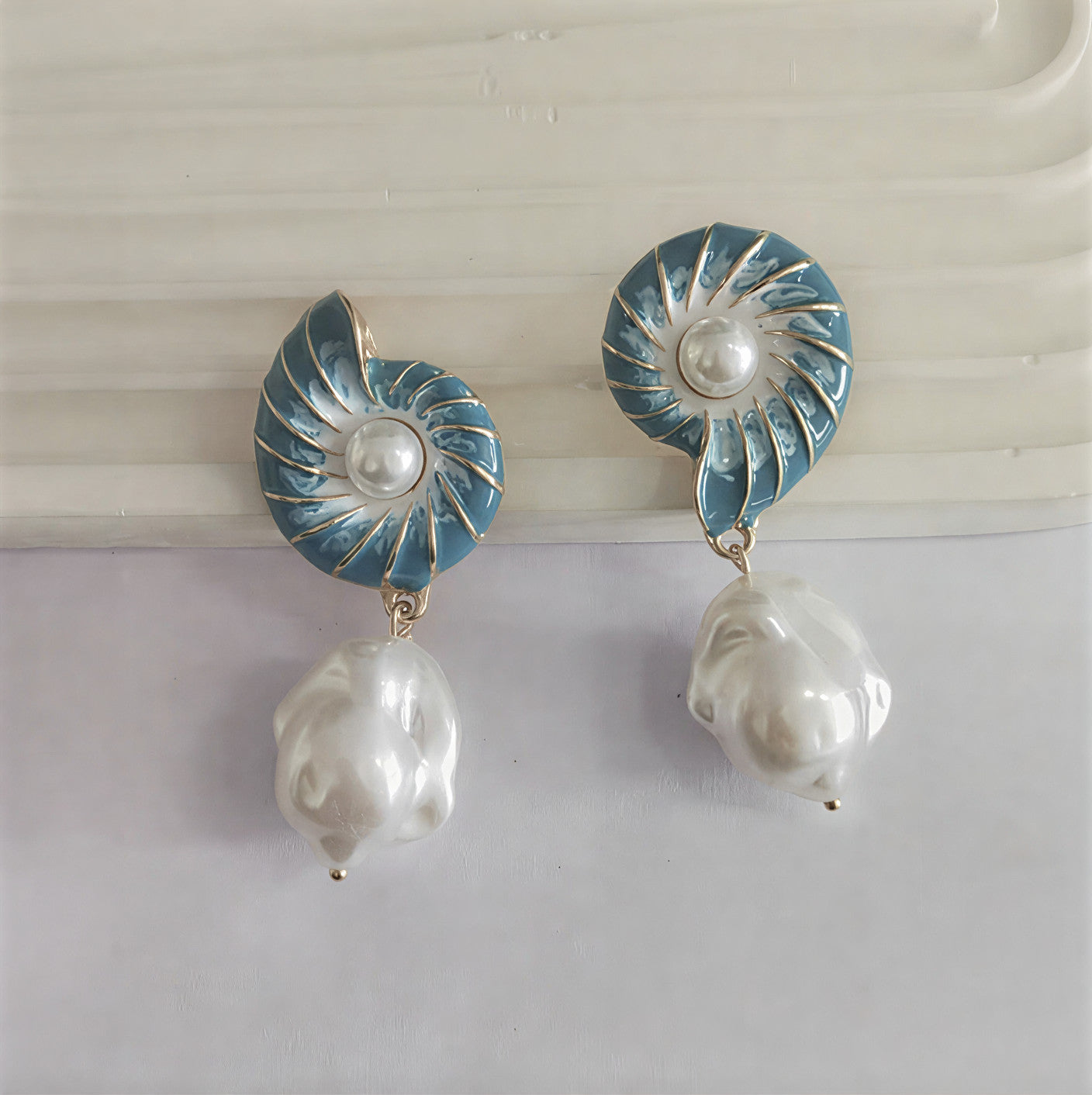 Seashell Aretes de Perlas