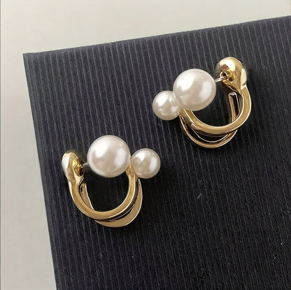 Double Perla Statement Aretes
