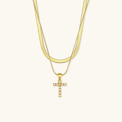 Fiona Layered Oro Initial Letter Collar