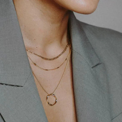 Open Circle Three Row Collar | Oro