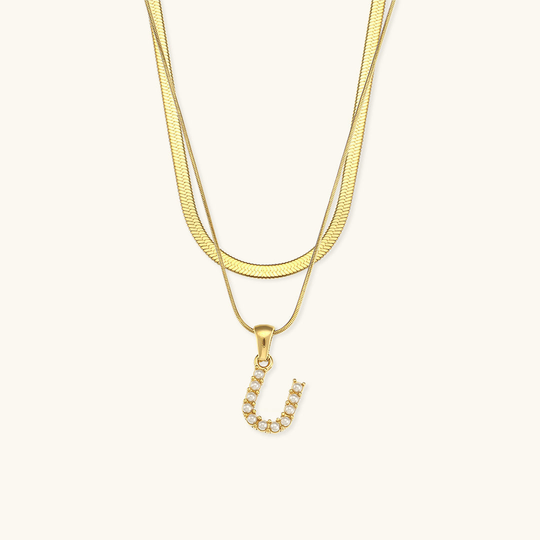 Fiona Layered Oro Initial Letter Collar
