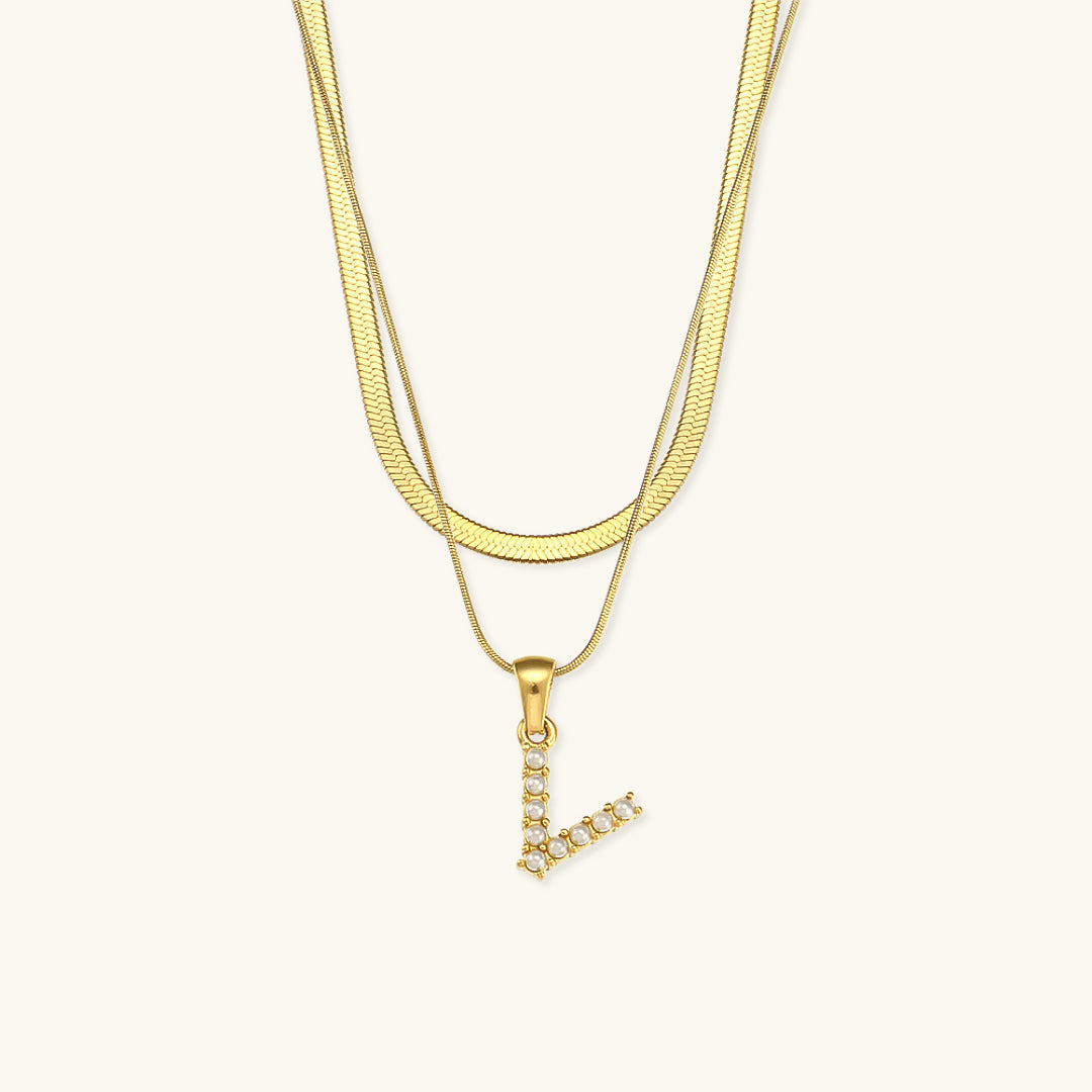 Fiona Layered Oro Initial Letter Collar