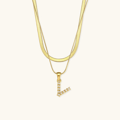 Fiona Layered Oro Initial Letter Collar