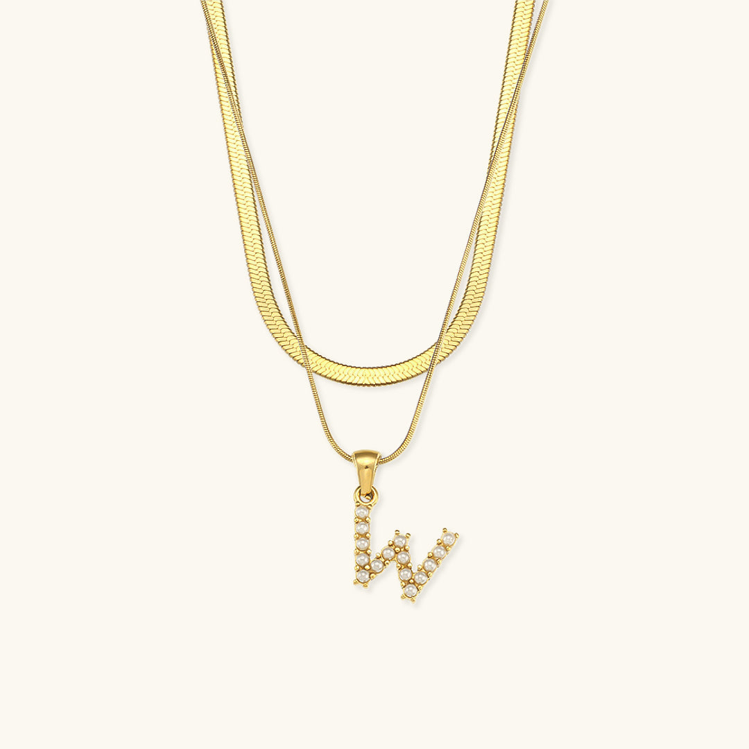 Fiona Layered Oro Initial Letter Collar