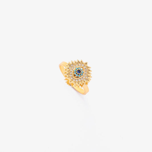 Zafiro Sunburst Spinning Anillo | Oro