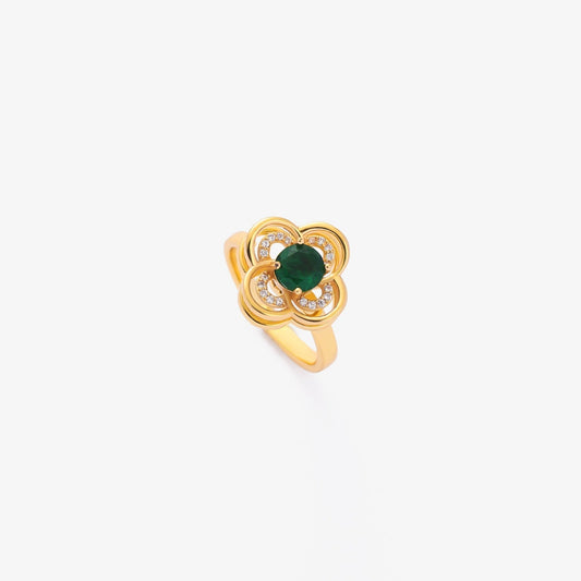 Clover Halo Esmeralda Spinning Anillo | Oro