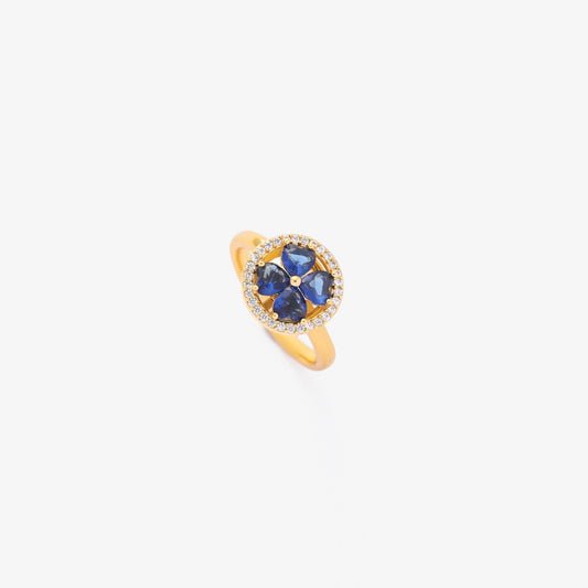 Oro Zafiro Floral Anillo