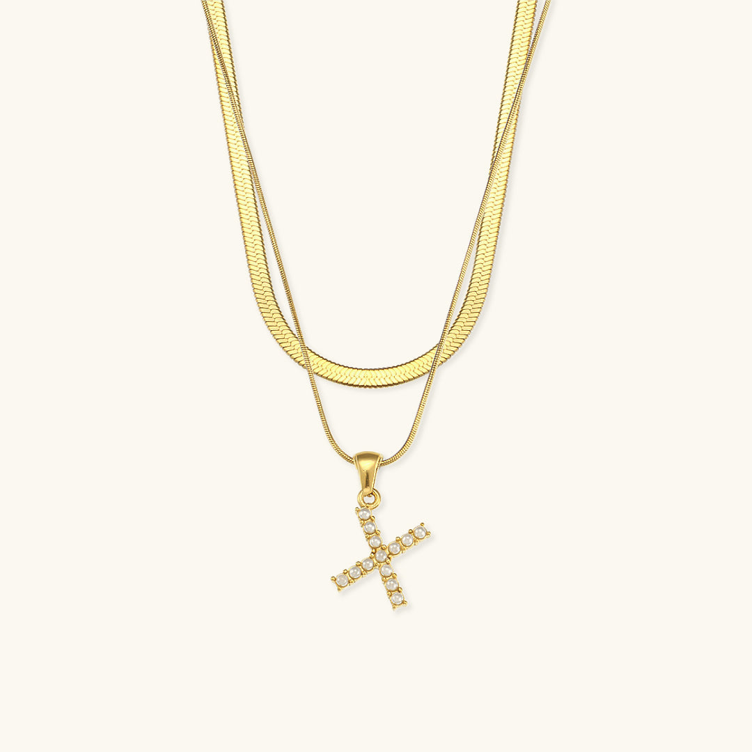 Fiona Layered Oro Initial Letter Collar