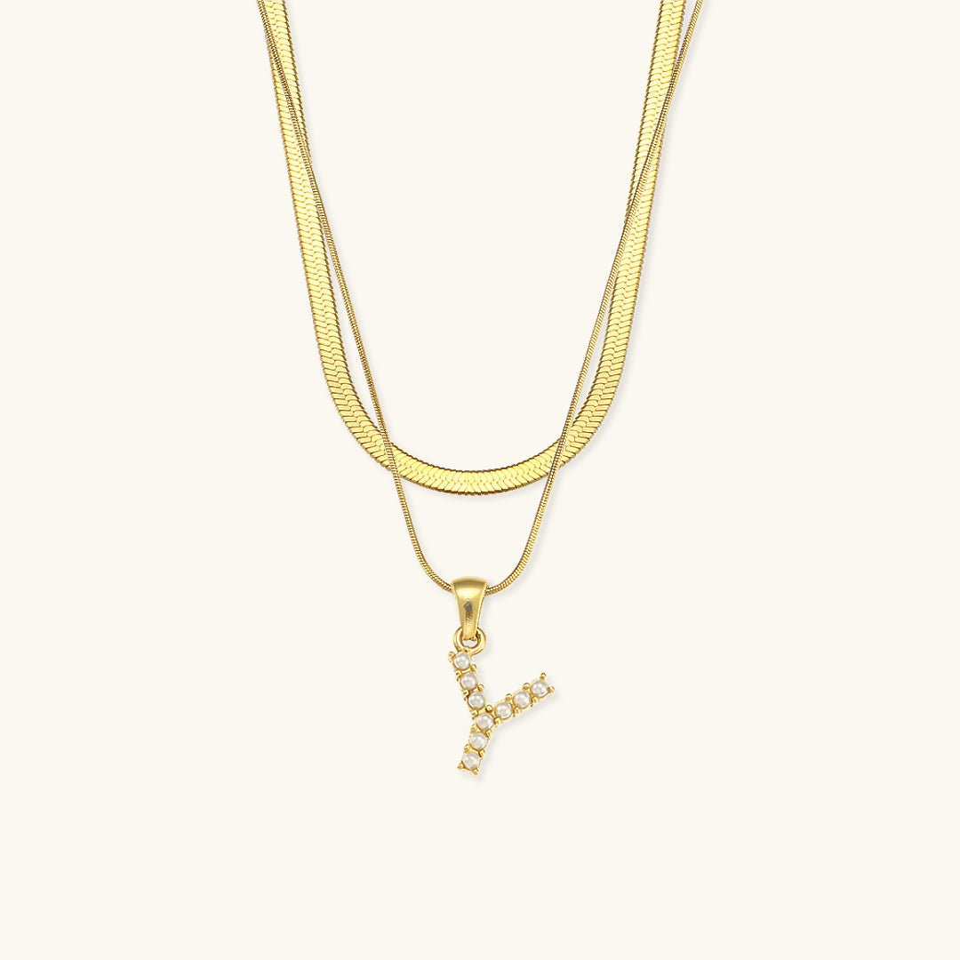 Fiona Layered Oro Initial Letter Collar