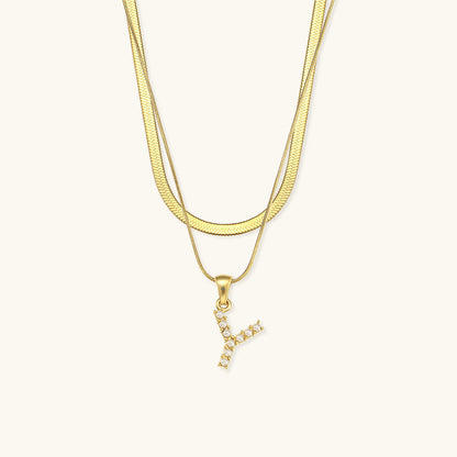 Fiona Layered Oro Initial Letter Collar