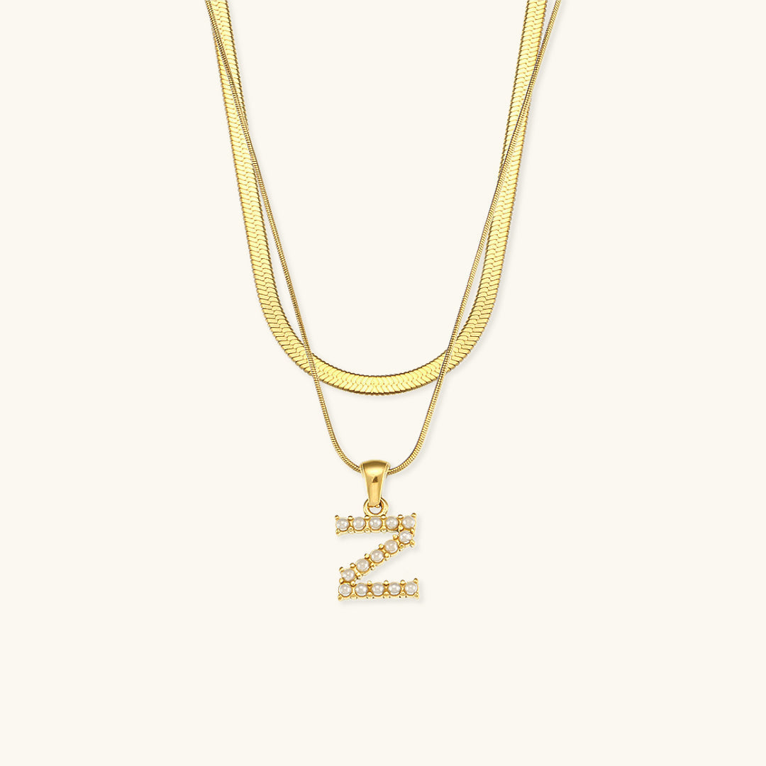 Fiona Layered Oro Initial Letter Collar