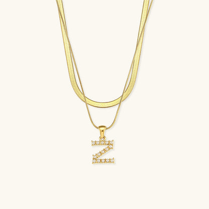 Fiona Layered Oro Initial Letter Collar