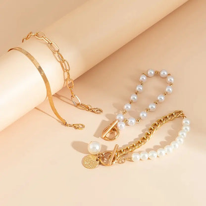 Premium Layered Pulsera de Perlas Set