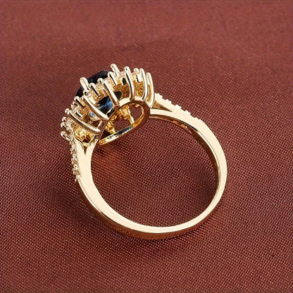 Oro Zafiro Halo Anillo