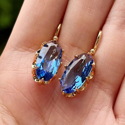 Oro Zafiro Aretes Colgantes
