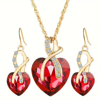 Oro Rubí Twisted Corazón Set de Joyas