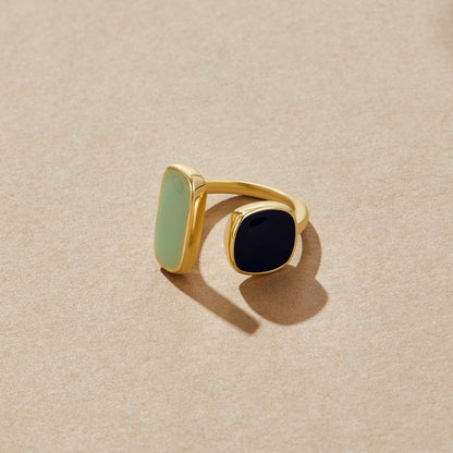 Oro Dual Piedra Open Anillo