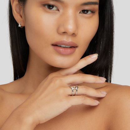 Plata Interlocking Open Anillo