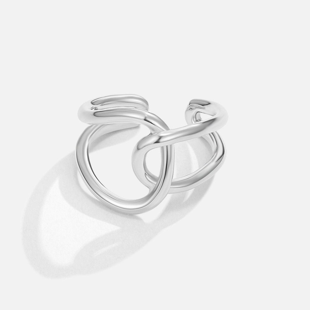 Plata Interlocking Open Anillo