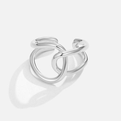 Plata Interlocking Open Anillo