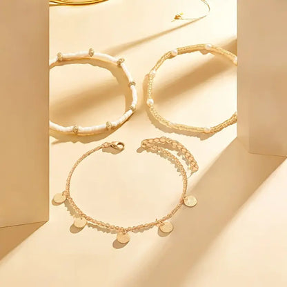 Coastal Dije 3-Piece Layered Anklet Set | Oro
