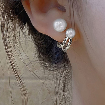 Double Perla Statement Aretes