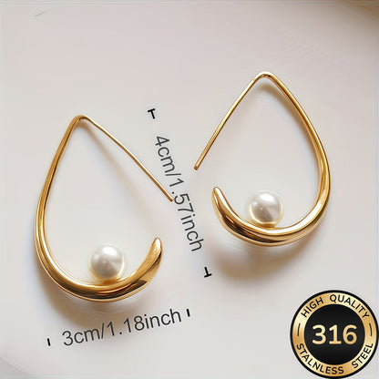 Crescent Perla Aretes de Aro